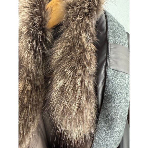 Brunello Cucinelli Dark Grey Down filled Fur Trim Puffer Jacket 42/S - Picture 9 of 9